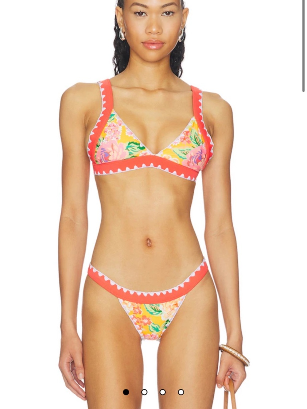 Lovers + Friends Coral Floral Triangle Bikini Set